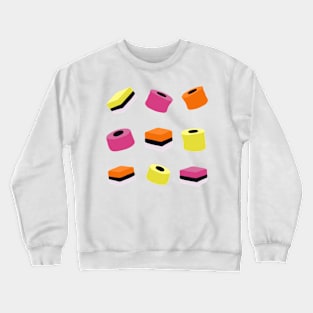 Liquorice Allsorts Sweets on White Crewneck Sweatshirt